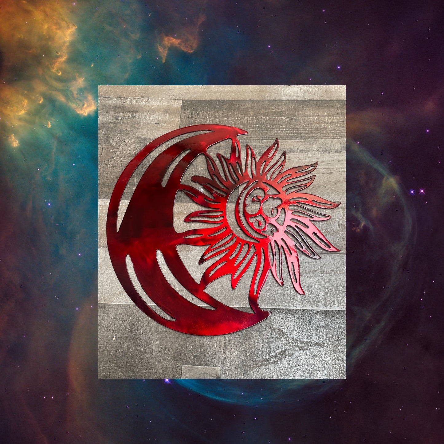 Moon Sun, Metal Art, Metal wall Art, Wall Decor, Cosmic Art