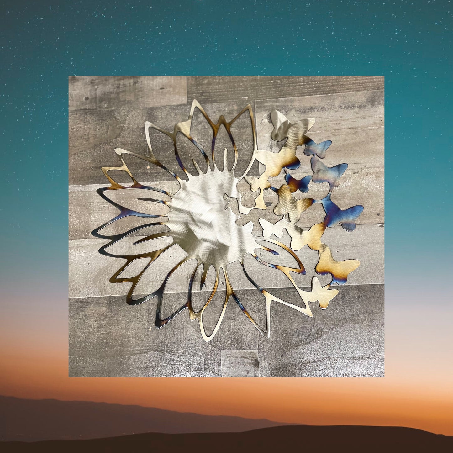 Daisy Butterflower, Metal art, Metal Wall Art, Wall Decor
