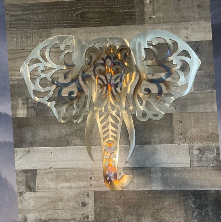 Geometric Elephant Metal Wall Art – Elegant Handcrafted Elephant Decor for Modern Home, Office, or Nursery Wall, Wildlife