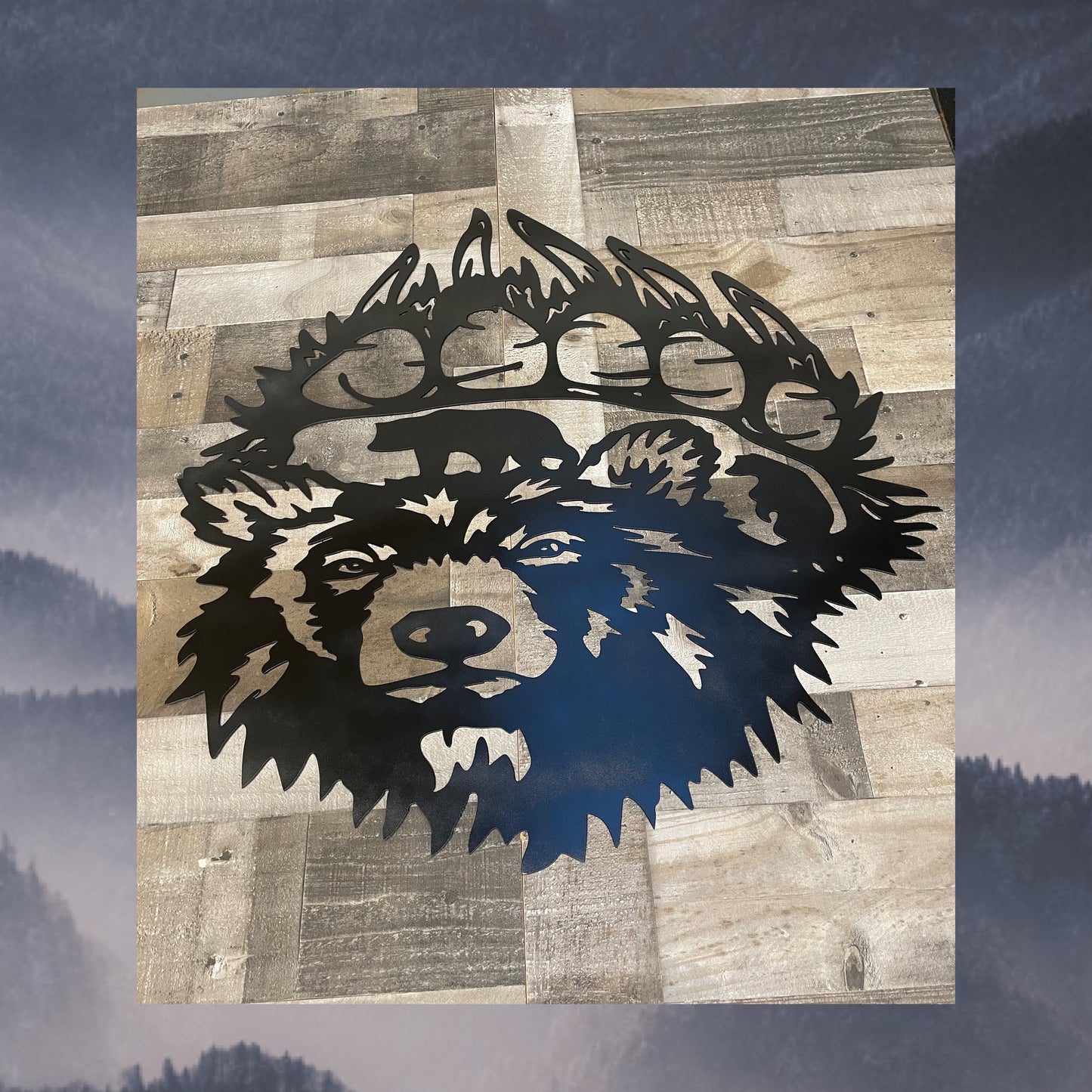 Bear Paw With Bear Mountain Scene Backdrop, Wildlife