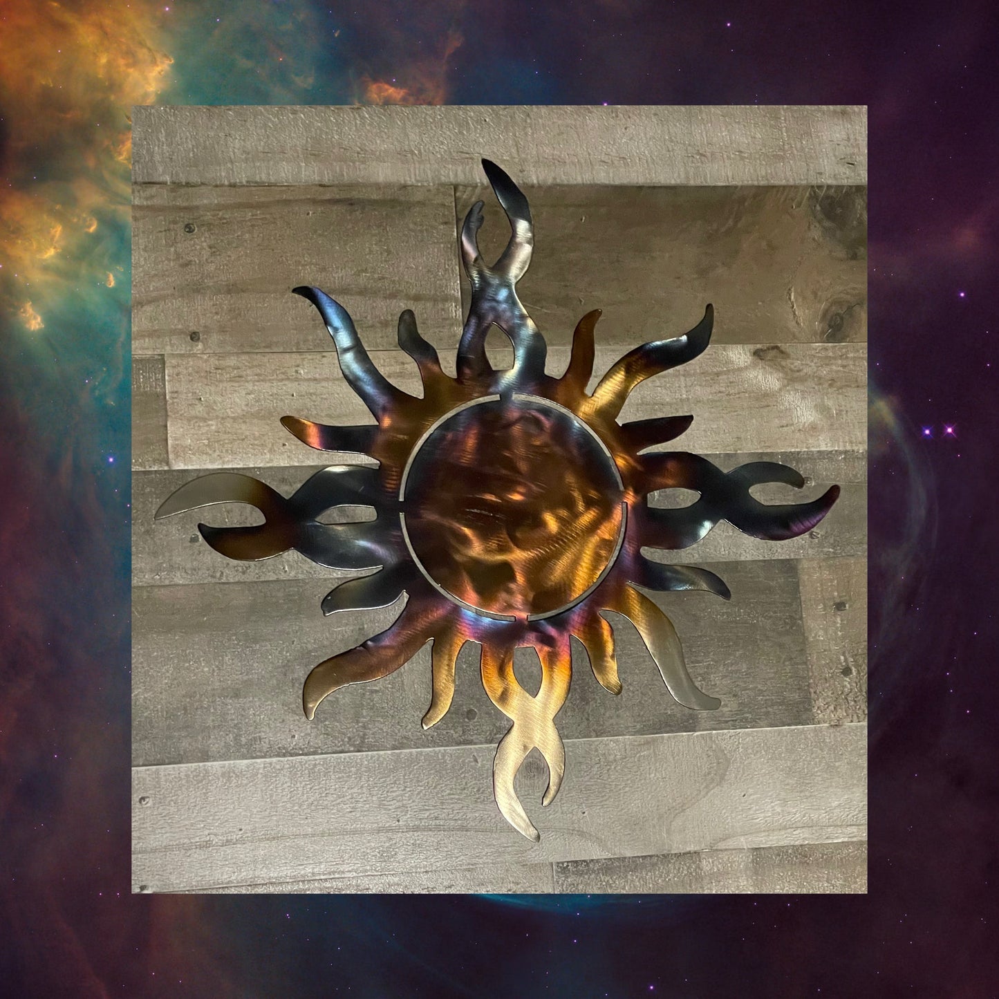 Flare Sun, Metal Sun 2, Metal Wall Art, Cosmic Art.
