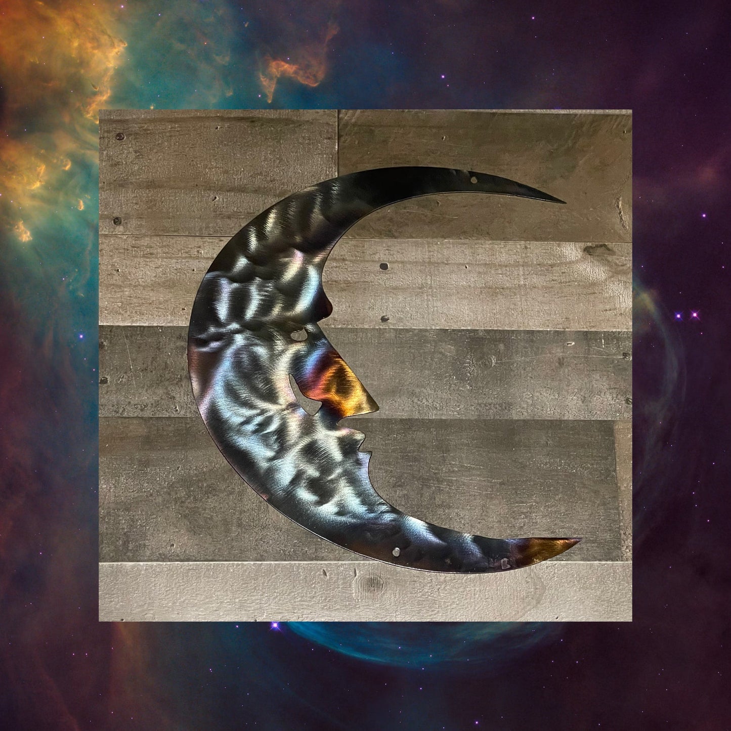 Metal Moon, Cosmic Art, Metal Wall Art, Moon