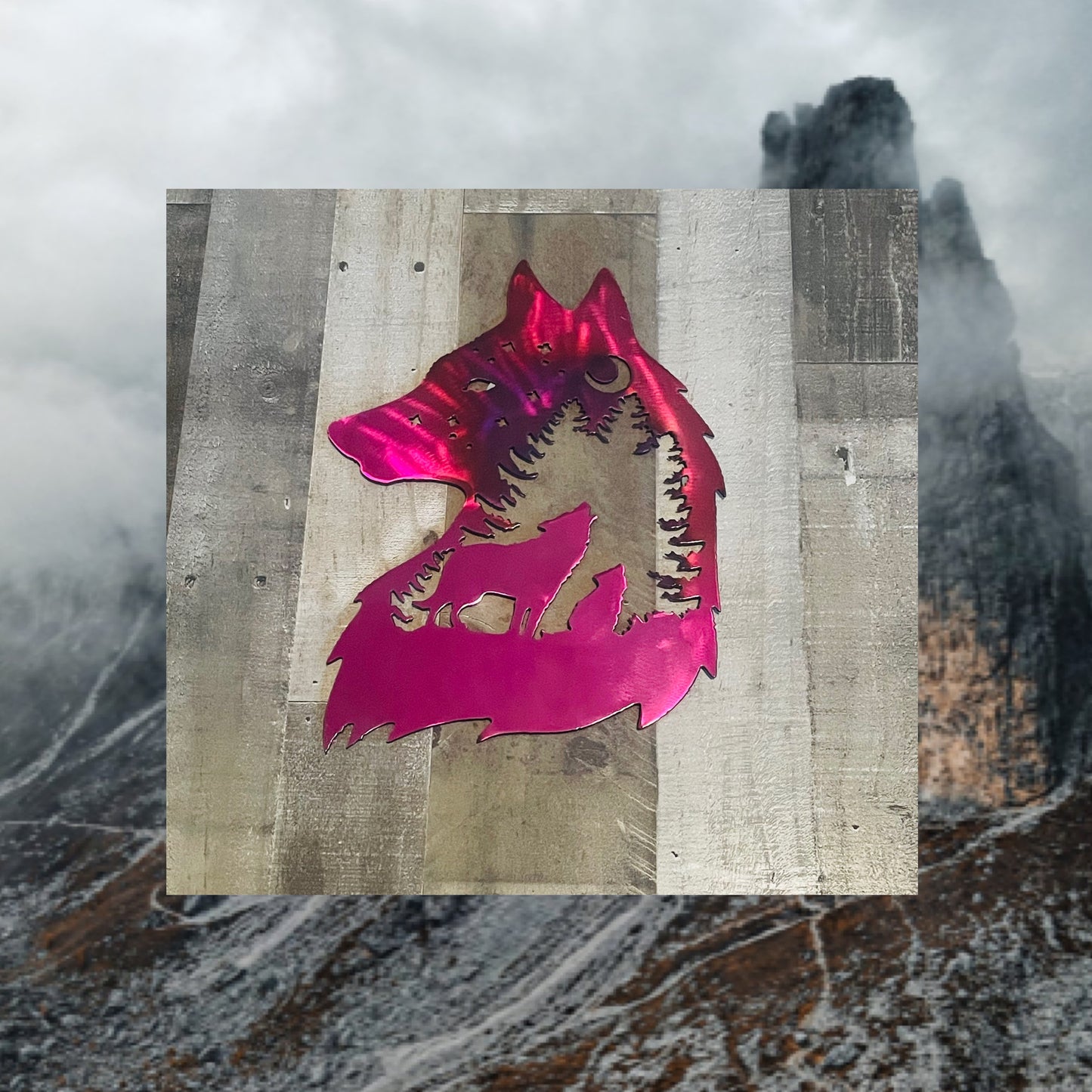 Wolf & Cub Metal Art, Metal Design, Metal Wall Decor, Wildlife