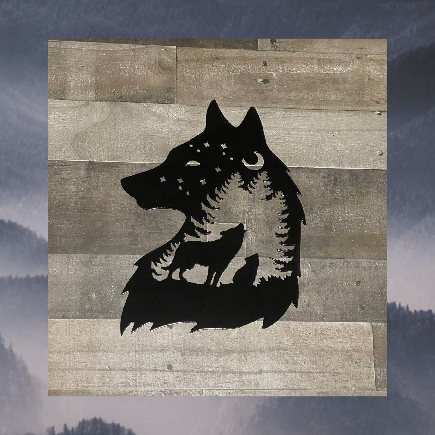 Wolf & Cub Metal Art, Metal Design, Metal Wall Decor, Wildlife