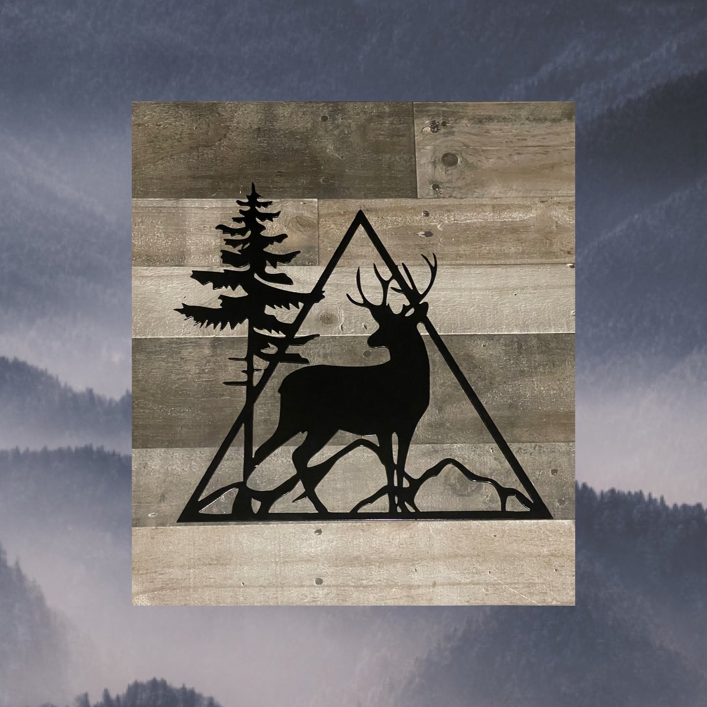 Metal Deer on Triangle Frame, Metal Art, Metal Decor, Wildlife