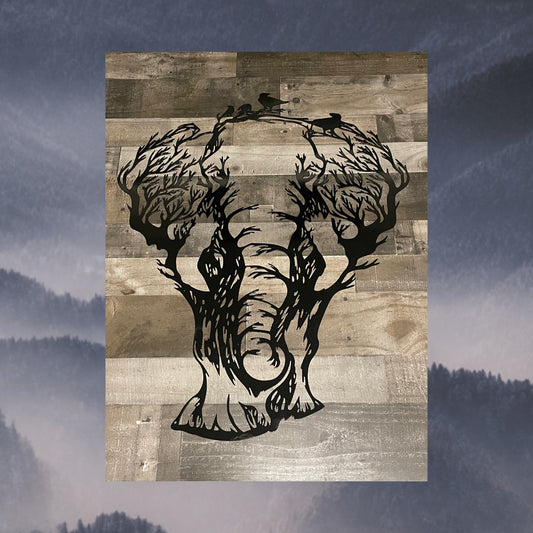 Elegant Elephant Tree Metal Art, Metal Decor, Metal Wall Art, Wildlife