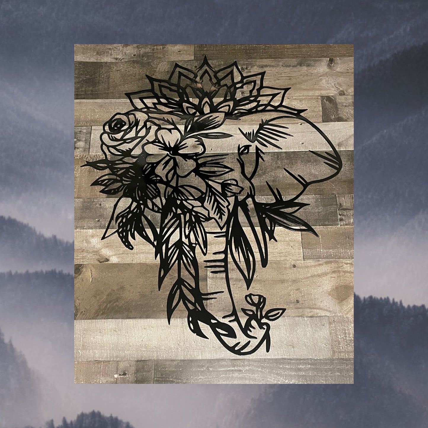 Floral Steel Elephant, Metal Art, Metal Art Design, Home Decor, Wildlife