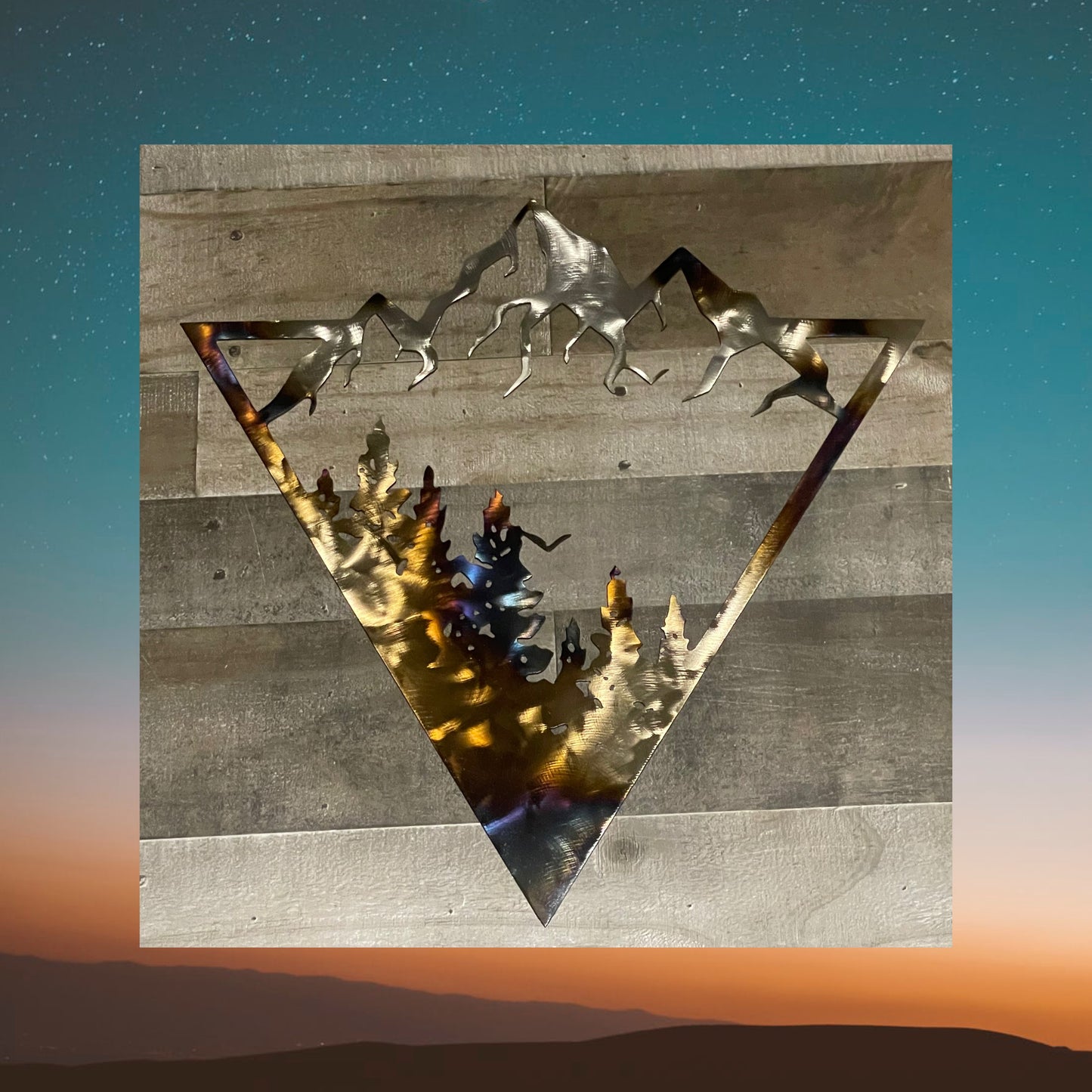 Metal Pyramid, Mountain, Metal Wall Art, Scenery